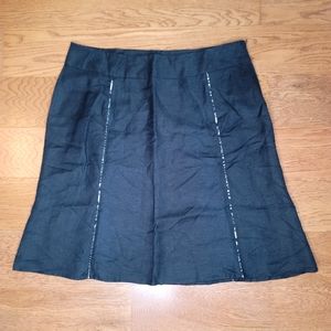Christopher & Banks Skirt Black Linen Rayon Size 14
